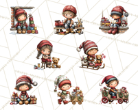 Christmas Elf Clipart Santa’s Workshop PNG Product Image 4