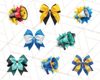 Cheerleader Clipart PNG with Glitter Pom and Color Splash Product Image 2