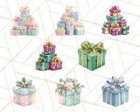 Christmas Gifts Clipart PNG, Realistic Holiday Presents Product Image 4