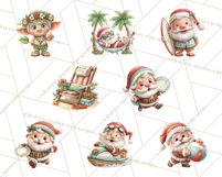 Tropical Santa Clipart Beach Christmas Clip Art Holiday PNG Product Image 11