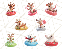 Christmas Characters Snow Tubing PNG Product Image 2