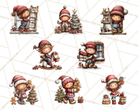Christmas Elf Clipart Santa’s Workshop PNG Product Image 8