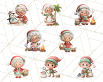 Tropical Santa Clipart Beach Christmas Clip Art Holiday PNG Product Image 8