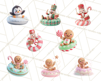 Christmas Characters Snow Tubing PNG Product Image 6
