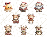 Chunky Watercolor Christmas Characters PNG Product Image 3