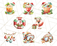 Tropical Santa Clipart Beach Christmas Clip Art Holiday PNG Product Image 4