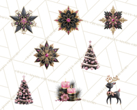 Pink and Black Glam Christmas PNG Clipart Product Image 6