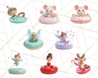 Christmas Characters Snow Tubing PNG Product Image 3