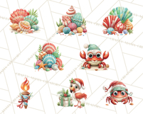 Tropical Santa Clipart Beach Christmas Clip Art Holiday PNG Product Image 7