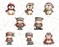 Chunky Watercolor Christmas Characters PNG Product Image 5