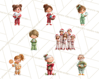 Christmas Pajamas Clipart PNG, Holiday PJ Illustration Product Image 2
