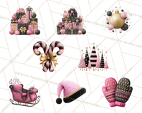 Pink and Black Glam Christmas PNG Clipart Product Image 4