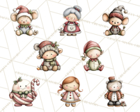 Chunky Watercolor Christmas Characters PNG Product Image 6