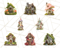 Cottagecore Birdhouse Clipart PNG, Whimsical Fairy Houses Product Image 8