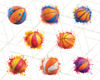Basketball Clipart PNG with Team Color Paint Splash Design Product Image 3
