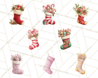 Christmas Stockings Clipart PNG, Festive Holiday Stockings Product Image 3