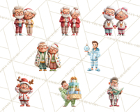 Christmas Pajamas Clipart PNG, Holiday PJ Illustration Product Image 8