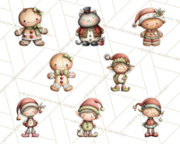 Chunky Watercolor Christmas Characters PNG Product Image 7