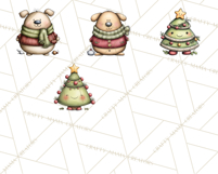Chunky Watercolor Christmas Characters PNG Product Image 8