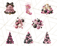 Pink and Black Glam Christmas PNG Clipart Product Image 2