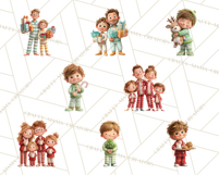 Christmas Pajamas Clipart PNG, Holiday PJ Illustration Product Image 7