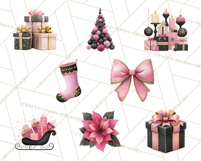 Pink and Black Glam Christmas PNG Clipart Product Image 3