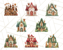 Christmas Felt Gingerbread Village PNG Clipart Product Image 9