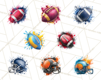 Football Clipart PNG with Team Color Paint Splash Design Product Image 4