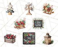 Cozy Farmhouse Christmas Clipart PNG, Wreaths & Candles Product Image 4