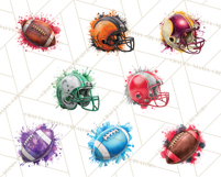Football Clipart PNG with Team Color Paint Splash Design Product Image 5