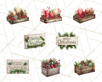 Cozy Farmhouse Christmas Clipart PNG, Wreaths & Candles Product Image 5