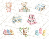 Knitted Nursery Animal Clipart PNG, Cozy Watercolor Baby Fox Product Image 9