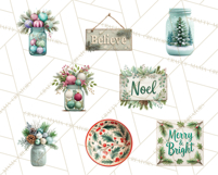 Cozy Farmhouse Christmas Clipart PNG, Wreaths & Candles Product Image 7