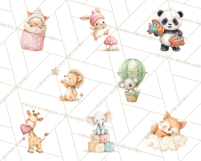 Knitted Nursery Animal Clipart PNG, Cozy Watercolor Baby Fox Product Image 10
