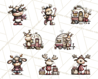 Homespun Christmas Reindeer Roadtrip PNG Clipart Product Image 2