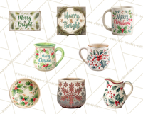 Cozy Farmhouse Christmas Clipart PNG, Wreaths & Candles Product Image 8