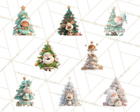 Christmas Tree Clipart PNG Cute Characters for Holiday Craft Product Image 2