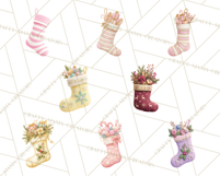 Christmas Stockings Clipart PNG, Festive Holiday Stockings Product Image 4