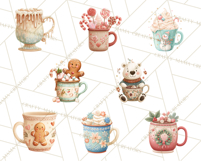 Christmas Hot Cocoa Mug Clipart PNG, Holiday Cup Art Product Image 5