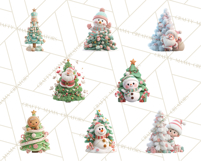 Christmas Tree Clipart PNG Cute Characters for Holiday Craft Product Image 3