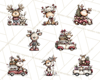 Homespun Christmas Reindeer Roadtrip PNG Clipart Product Image 4