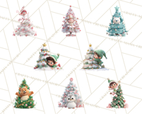 Christmas Tree Clipart PNG Cute Characters for Holiday Craft Product Image 5