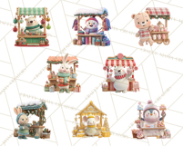 Cute Christmas Market Stall Clipart for Crafts PNG Product Image 2