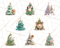 Christmas Tree Clipart PNG Cute Characters for Holiday Craft Product Image 7