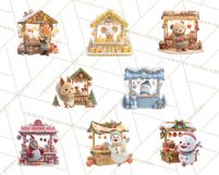 Cute Christmas Market Stall Clipart for Crafts PNG Product Image 3