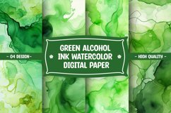 Green alcohol ink watercolor digital paper Product Image 1