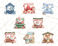 Cute Christmas Market Stall Clipart for Crafts PNG Product Image 4
