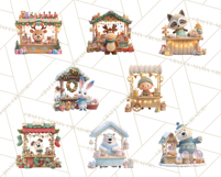 Cute Christmas Market Stall Clipart for Crafts PNG Product Image 5