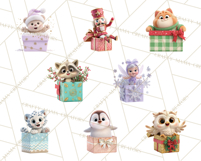 Christmas Characters in Gift Boxes PNG Clipart Product Image 3