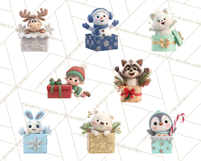 Christmas Characters in Gift Boxes PNG Clipart Product Image 4